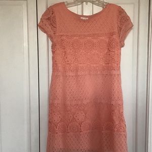 Coral Mini Lace Dress
